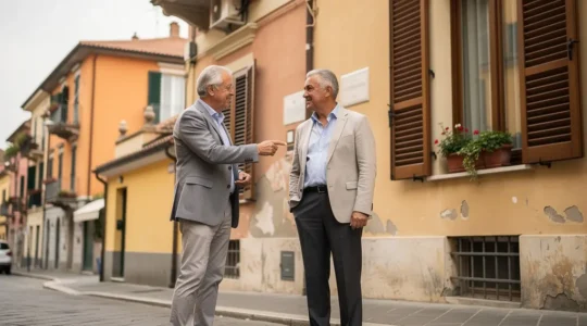 Consulente immobiliare spiega commissioni a cliente svizzero